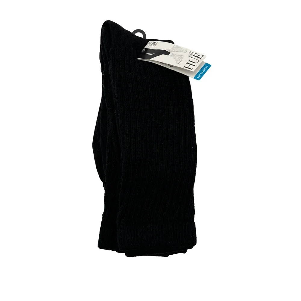 HUE Slouch Sock Women One Size Black 3 Pair Pack U22684 Ribbed Cotton Blend NEW